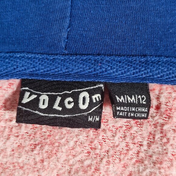 Volcom full zip hoodie women's size M (12) red with black stripes logo patch - Picture 6 of 13